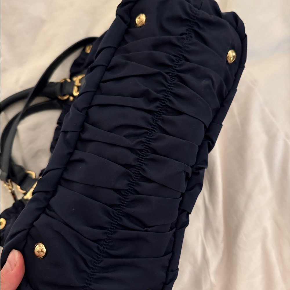 Prada Dark Blue Gathered Shoulder Bag - Picture 3 of 8